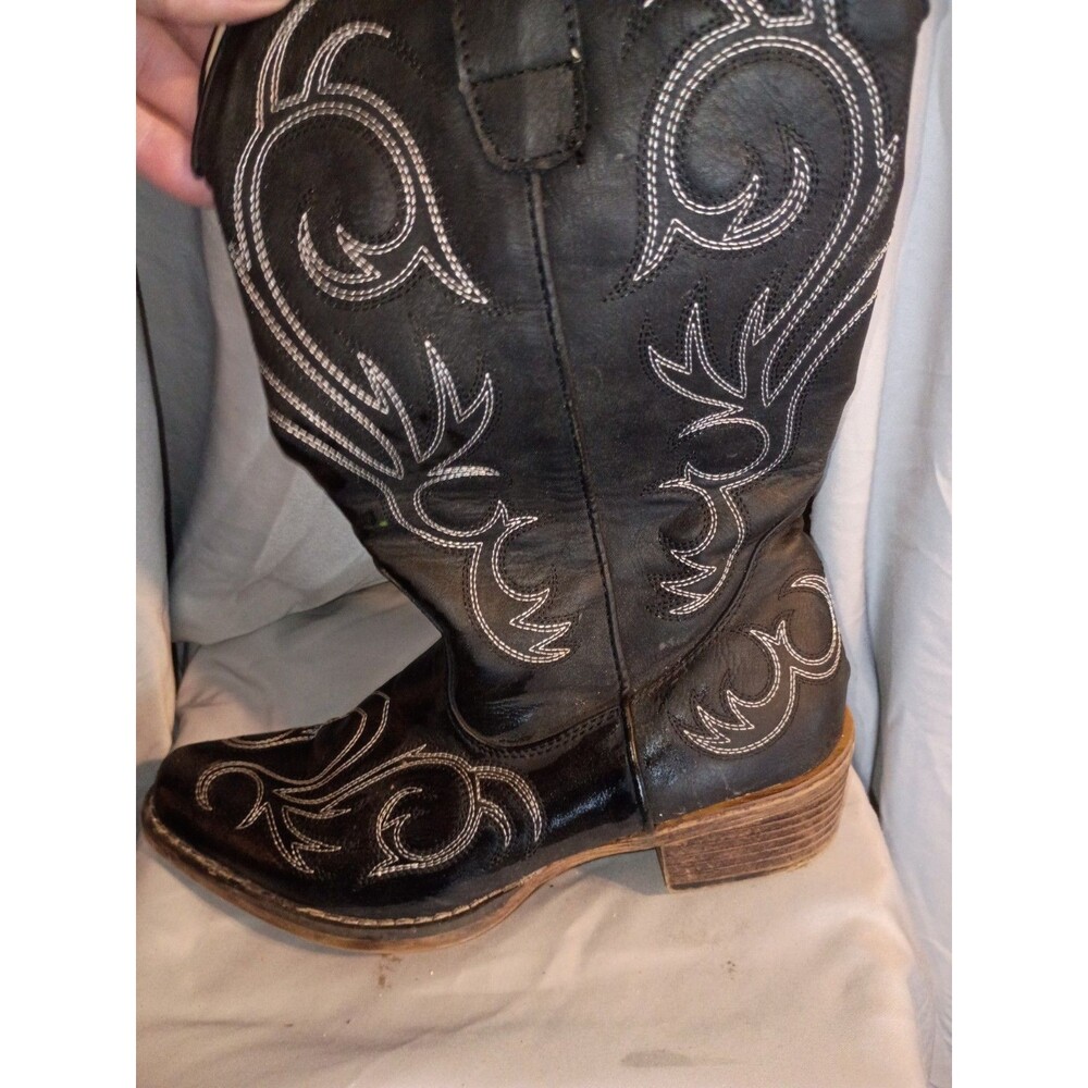 Roper Women's Riley Western Boots Round Toe Black Intricate Stenciling Sz 8 - Picture 4 of 10